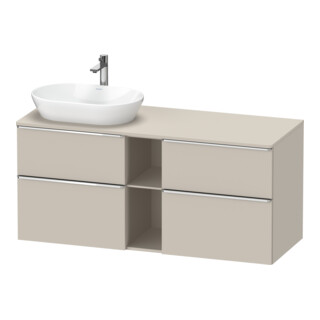 Duravit Meuble sous-lavabo D-Neo 140x55 cm, 2 tiroirs, 2 portes, B gauche, chromé/taupe mat