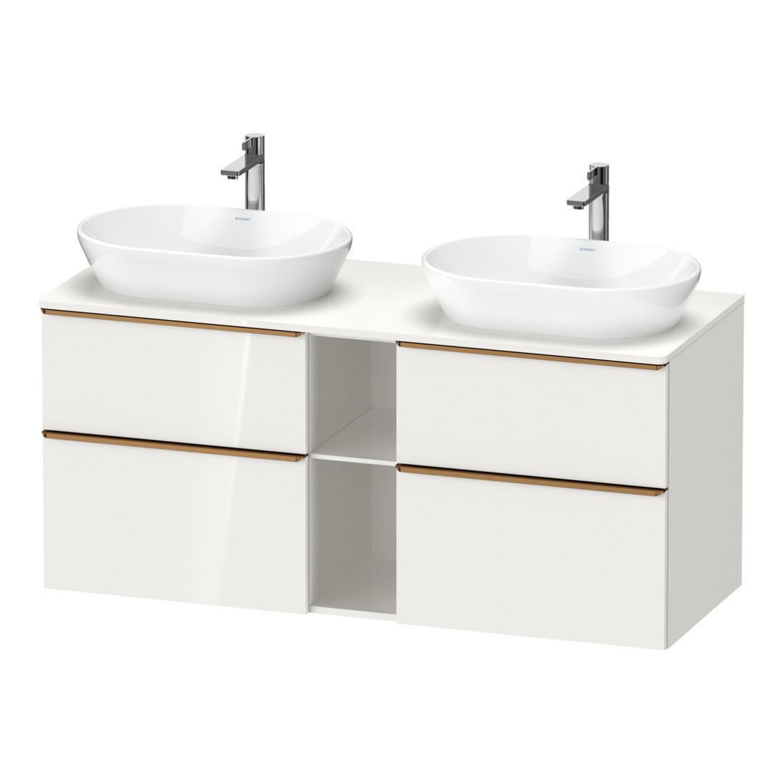 Duravit Meuble sous-lavabo D-Neo 140x55 cm, 2 tiroirs, 2 portes, blanc brillant