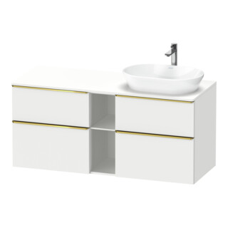 Duravit Meuble sous lavabo D-Neo 140x55 cm, 2 tiroirs, 2 portes, blanc brillant
