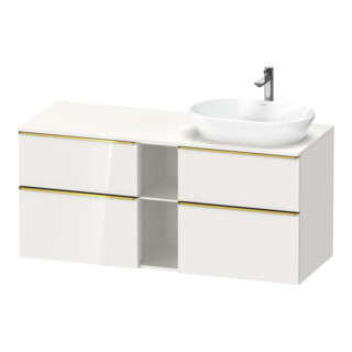 Duravit Meuble sous lavabo D-Neo 140x55 cm, 2 tiroirs, 2 portes, blanc brillant