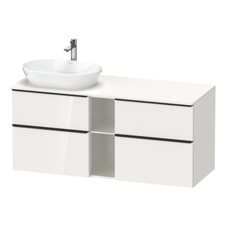 Duravit Meuble sous lavabo D-Neo 140x55 cm, 2 tiroirs, 2 portes, blanc brillant