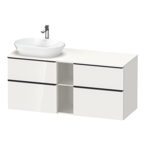 Duravit Meuble sous lavabo D-Neo 140x55 cm, 2 tiroirs, 2 portes, blanc brillant