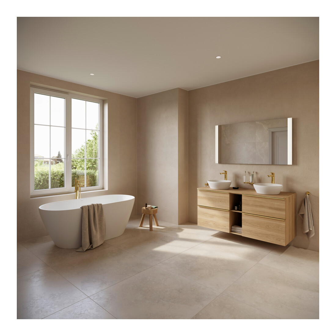 Duravit Meuble sous lavabo D-Neo 140x55 cm, 2 tiroirs, 2 portes, blanc brillant/Ei Nat