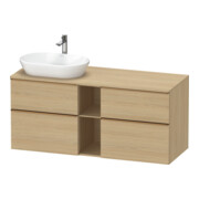 Duravit Meuble sous lavabo D-Neo 140x55 cm, 2 tiroirs, 2 portes, blanc brillant/naturel œuf