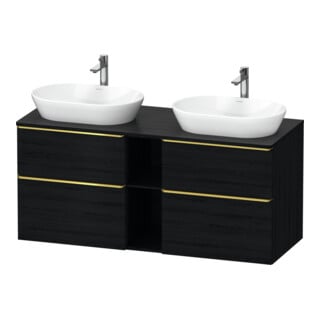 Duravit Meuble sous lavabo D-Neo 140x55 cm, 2 tiroirs, 2 portes, blanc brillant/noir mat