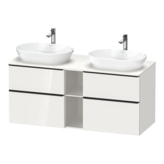 Duravit Meuble sous-lavabo D-Neo 140x55 cm, 2 tiroirs, 2 portes, blanc brillant/noir mat