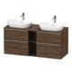 Duravit Meuble sous lavabo D-Neo 140x55 cm, 2 tiroirs, 2 portes, blanc brillant/Noyer-1