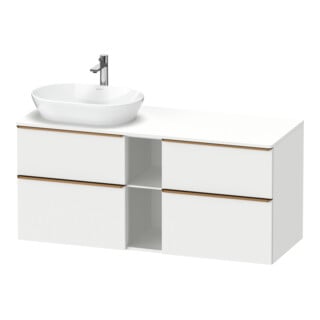 Duravit Meuble sous lavabo D-Neo 140x55 cm, 2 tiroirs, 2 portes, blanc/gris mat