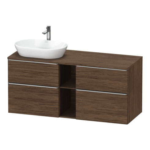 Duravit Meuble sous lavabo D-Neo 140x55 cm, 2 tiroirs, 2 portes, blanc mat/noyer
