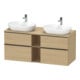 Duravit Meuble sous lavabo D-Neo 140x55 cm, 2 tiroirs, 2 portes, blanc mat/œuf naturel-1