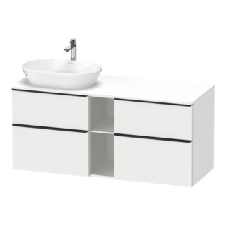 Duravit Meuble sous lavabo D-Neo 140x55 cm, 2 tiroirs, 2 portes, blanc/noir mat