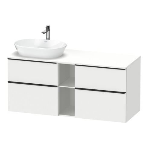Duravit Meuble sous lavabo D-Neo 140x55 cm, 2 tiroirs, 2 portes, blanc/noir mat