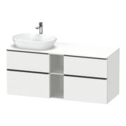 Duravit Meuble sous lavabo D-Neo 140x55 cm, 2 tiroirs, 2 portes, blanc/noir mat