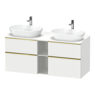 Duravit Meuble sous lavabo D-Neo 140x55 cm, 2 tiroirs, 2 portes, blanc poli/mat
