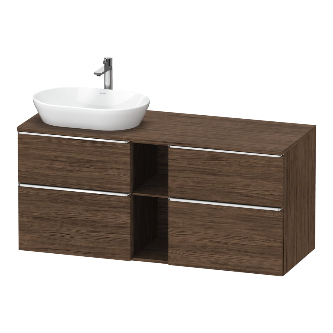 Duravit Meuble sous-lavabo D-Neo 140x55 cm, 2 tiroirs, 2 portes, ch/nb foncé