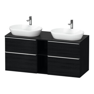 Duravit Meuble sous-lavabo D-Neo 140x55 cm, 2 tiroirs, 2 portes, chêne noir/chromé