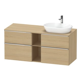 Duravit Meuble sous lavabo D-Neo 140x55 cm, 2 tiroirs, 2 portes, chr/chêne naturel