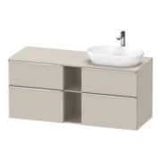 Duravit Meuble sous lavabo D-Neo 140x55 cm, 2 tiroirs, 2 portes, chromé/taupe mat-1