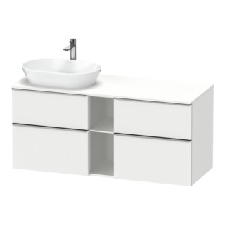 Duravit Meuble sous lavabo D-Neo 140x55 cm, 2 tiroirs, 2 portes, gauche, blanc/gris mat