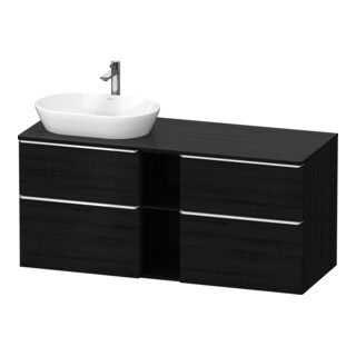 Duravit Meuble sous lavabo D-Neo 140x55 cm, 2 tiroirs, 2 portes, gauche, chr/chêne noir