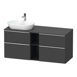 Duravit Meuble sous-lavabo D-Neo 140x55 cm, 2 tiroirs, 2 portes, gauche, chrome/Grap ma