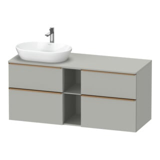 Duravit Meuble sous lavabo D-Neo 140x55 cm, 2 tiroirs, 2 portes, gris mat