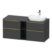 Duravit Meuble sous-lavabo D-Neo 140x55 cm, 2 tiroirs, 2 portes, gris pâle/gris mat