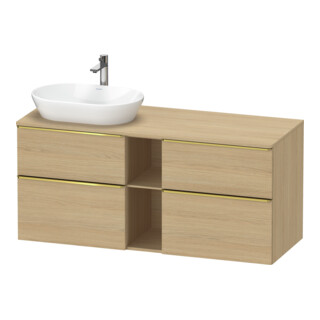 Duravit Meuble sous-lavabo D-Neo 140x55 cm, 2 tiroirs, 2 portes, gris polaire/bois naturel