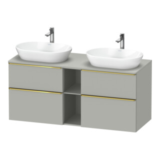 Duravit Meuble sous lavabo D-Neo 140x55 cm, 2 tiroirs, 2 portes, gris poli/gris mat