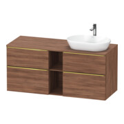 Duravit Meuble sous lavabo D-Neo 140x55 cm, 2 tiroirs, 2 portes, gris poli/Nu Nat
