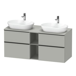 Duravit Meuble sous-lavabo D-Neo 140x55 cm, 2 tiroirs, 2 portes, noir/gris mat