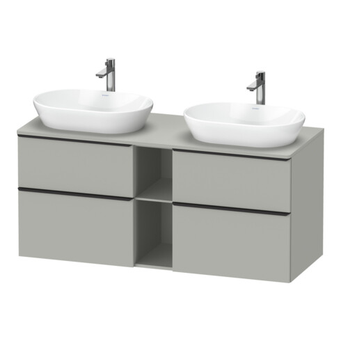 Duravit Meuble sous-lavabo D-Neo 140x55 cm, 2 tiroirs, 2 portes, noir/gris mat