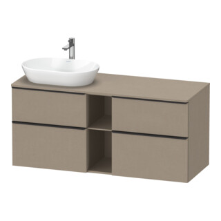 Duravit Meuble sous-lavabo D-Neo 140x55 cm, 2 tiroirs, 2 portes, noir/lin