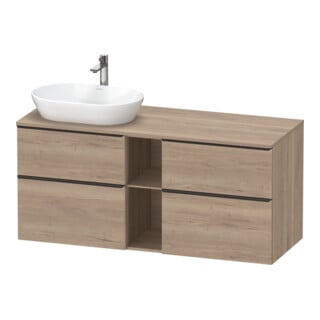 Duravit Meuble sous-lavabo D-Neo 140x55 cm, 2 tiroirs, 2 portes, noir/marbre œuf