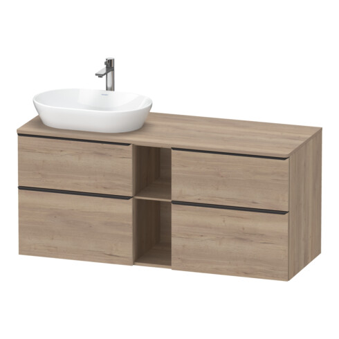 Duravit Meuble sous-lavabo D-Neo 140x55 cm, 2 tiroirs, 2 portes, noir/marbre œuf