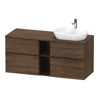 Duravit Meuble sous-lavabo D-Neo 140x55 cm, 2 tiroirs, 2 portes, noir/noisette foncé