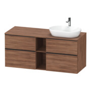 Duravit Meuble sous lavabo D-Neo 140x55 cm, 2 tiroirs, 2 portes, noir/noisette naturel