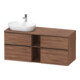 Duravit Meuble sous lavabo D-Neo 140x55 cm, 2 tiroirs, 2 portes, noir/noix naturel-1