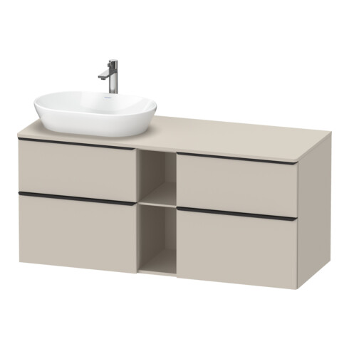 Duravit Meuble sous-lavabo D-Neo 140x55 cm, 2 tiroirs, 2 portes, noir/taupe mat