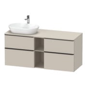 Duravit Meuble sous-lavabo D-Neo 140x55 cm, 2 tiroirs, 2 portes, noir/taupe mat