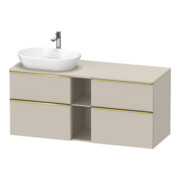 Duravit Meuble sous-lavabo D-Neo 140x55 cm, 2 tiroirs SBK, 2 poignées A, B L, gris poli/Taupe mat