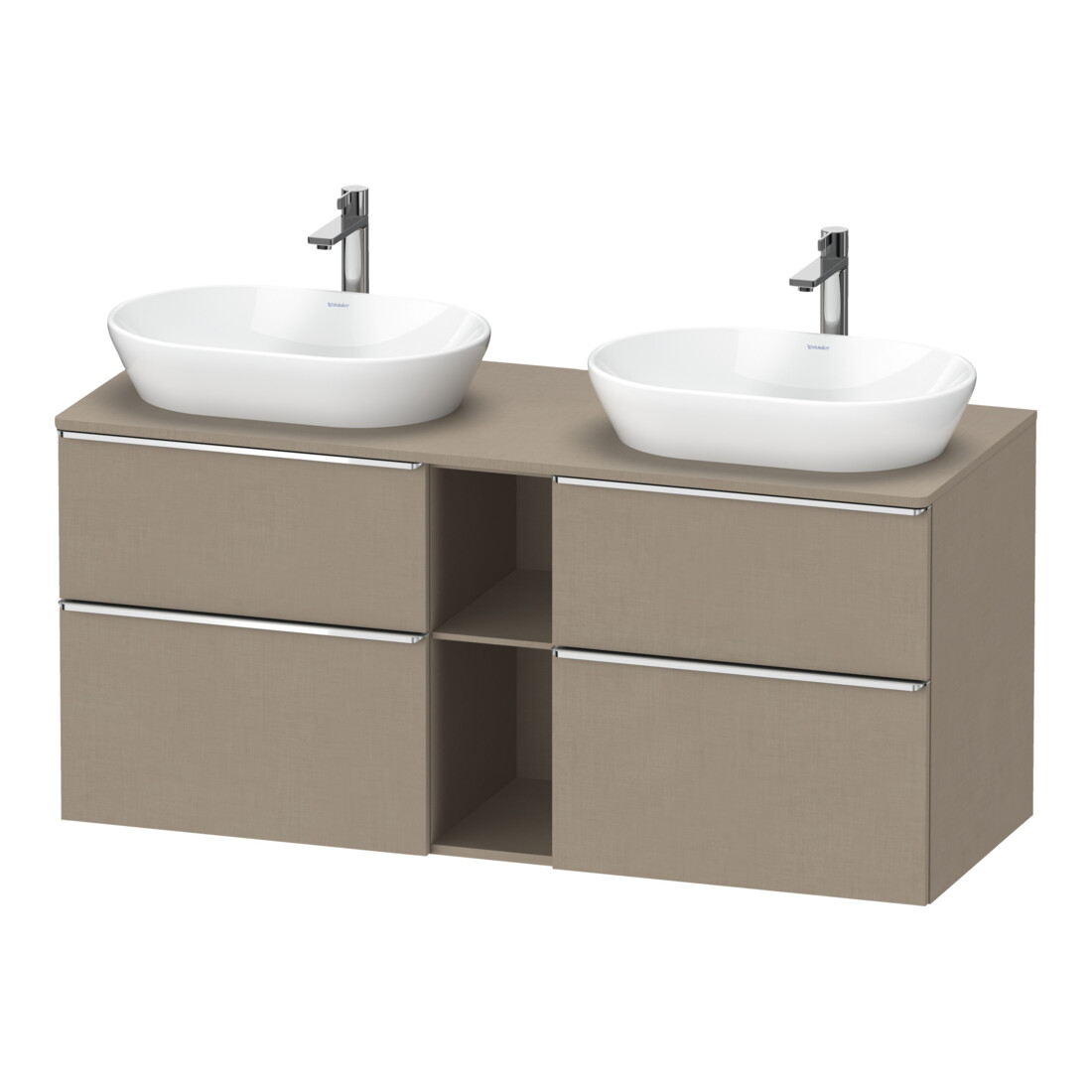 Duravit Meuble sous-lavabo D-Neo 140x55 cm, 2 tiroirs SBK, 2 portes A, B bs, chrome/lin
