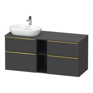 Duravit Meuble sous-lavabo D-Neo 140x55 cm, 2 tiroirs SBK, 2 portes A, B L, gris brillant/mat