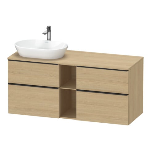 Duravit Meuble sous-lavabo D-Neo 140x55 cm, 2 tiroirs SBK, 2 portes A, B L, noir/oeuf naturel
