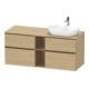 Duravit Meuble sous-lavabo D-Neo 140x55 cm, 2 tiroirs SBK, 2 portes A, B R, noir/œuf naturel-1