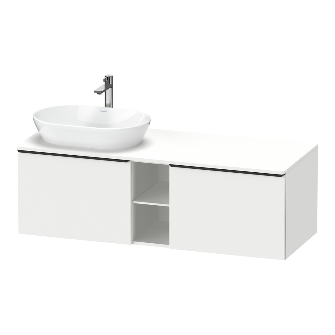Duravit Meuble sous-lavabo D-Neo 140x55cm, 2 tiroirs, 1 porte, blanc/noir mat
