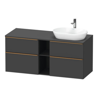 Duravit Meuble sous-lavabo D-Neo 140x55cm, 2 tiroirs, 2 portes, gris mat