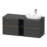 Duravit Meuble sous-lavabo D-Neo 140x55cm, 2 tiroirs, 2 portes, gris mat