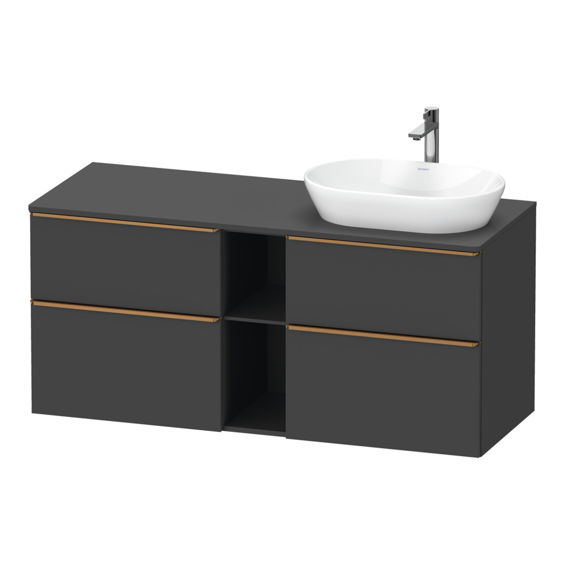 Duravit Meuble sous-lavabo D-Neo 140x55cm, 2 tiroirs, 2 portes, gris mat