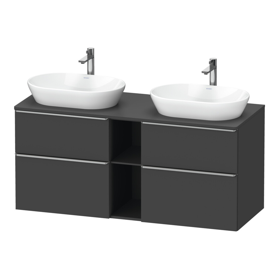 Duravit Meuble sous lavabo D-Neo 140x55cm, 2 tiroirs, 2 portes, gris mat